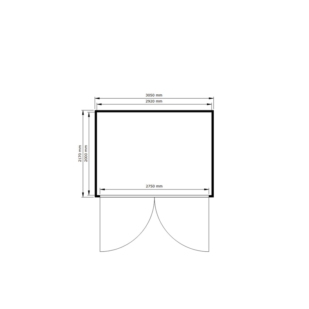 Produktabbildung Nr. 2: SAFE Tank Gefahrstoffcontainer 1000 WGK, verzinkt, montiert, Innen- und Außenaufstellung, Maße außen 3050x2170x2310 mm, Doppelflügeltür, mittig in Breitseite, Lagerfläche 6 m²
