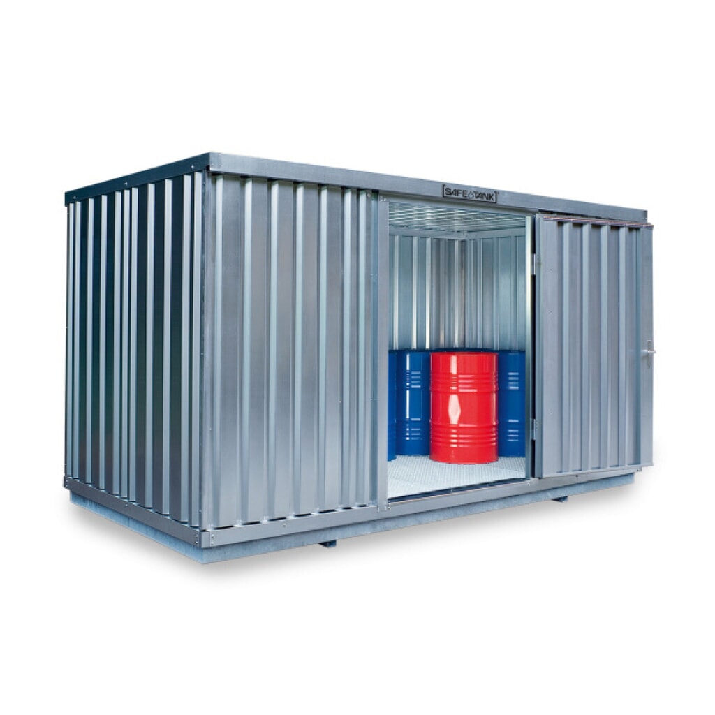 SAFE Tank Gefahrstoffcontainer 1000 WGK, verzinkt, montiert, Innen- und Außenaufstellung, Maße außen 3050x2170x2310 mm, Doppelflügeltür, mittig in Breitseite, Lagerfläche 6 m² Produktabbildung: SAFE Tank Gefahrstoffcontainer 1000 WGK, verzinkt, montiert, Innen- und Außenaufstellung, Maße außen 3050x2170x2310 mm, Doppelflügeltür, mittig in Breitseite, Lagerfläche 6 m²