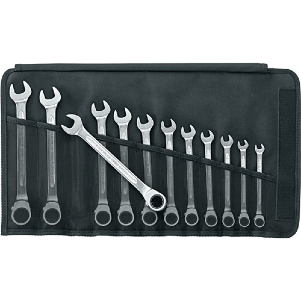 Produktabbildung Nr. 1: Knarrenringmaulschlüssels 12 tlg. SW 8-19 umschalt L. 300 mm CR-A-STA STAHLWILLE