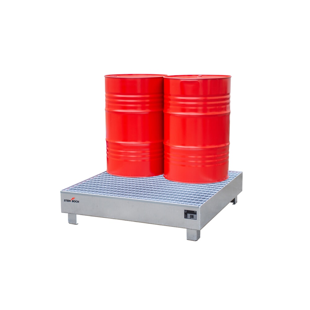 Číslo obrázku produktu 4: Steinbock® sběrná vana, 4 x 200 l, VxŠxH 285 x 1 200 x 1 200 mm, včetně mřížového roštu, žárově pozinkovaná.