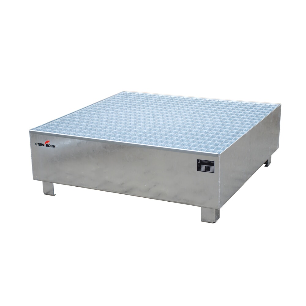 Obrázek produktu: Steinbock® sběrná vana, 4 x 200 l, VxŠxH 415 x 1 200 x 1 200 mm, včetně mřížového roštu, žárově pozinkovaná.