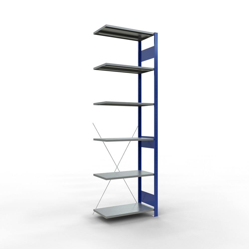 Immagine del prodotto: Scaffalatura a ripiani SCHULTE, campata aggiuntiva, blu genziana/zincata, portata per piano 150 kg, AxLxP 2.500 x 750 x 400 mm