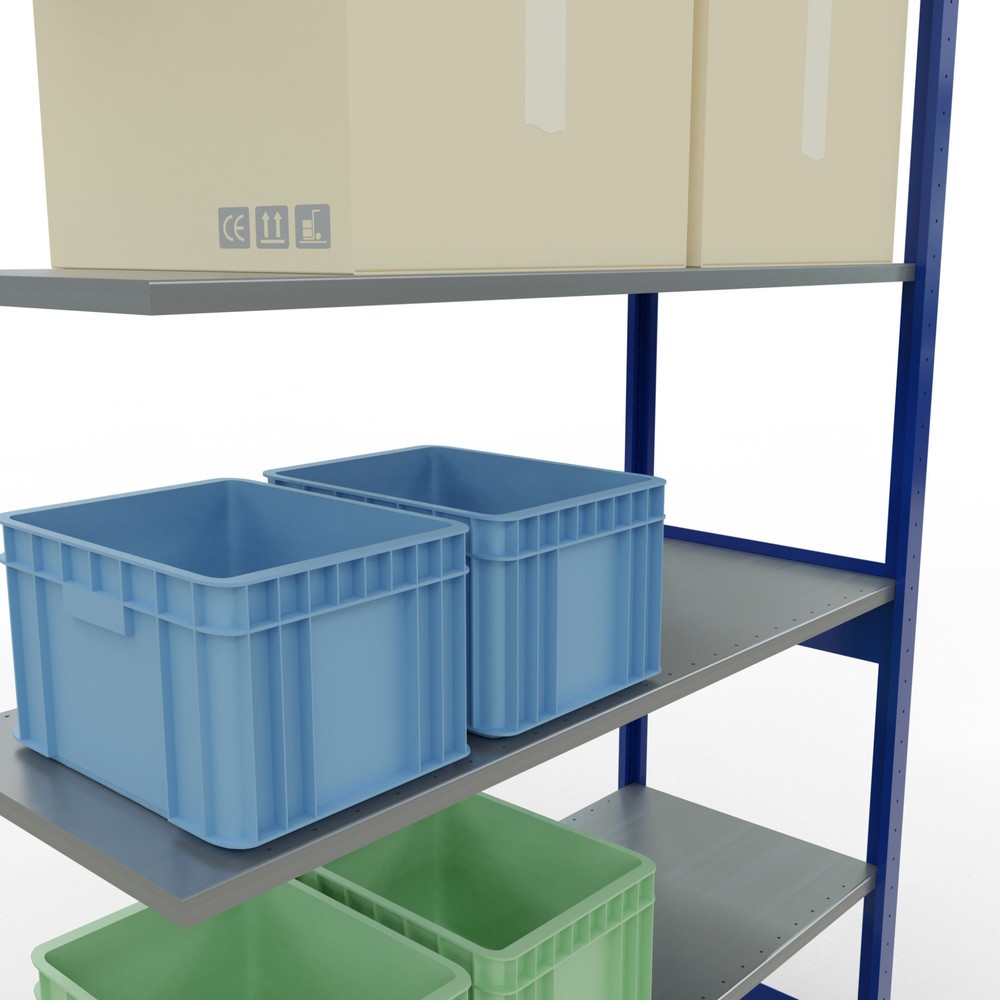 Immagine del prodotto n. 4: Scaffalatura a ripiani SCHULTE, campata aggiuntiva, blu genziana/zincata, portata per piano 150 kg, HxLxP 2.500 x 1.300 x 500 mm