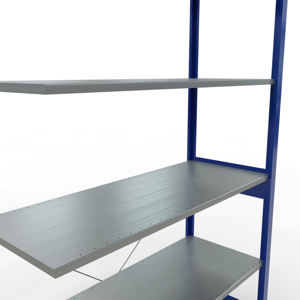 Immagine del prodotto n. 5: Scaffalatura a ripiani SCHULTE, campata aggiuntiva, blu genziana/zincata, portata per piano 150 kg, HxLxP 2.500 x 1.300 x 500 mm