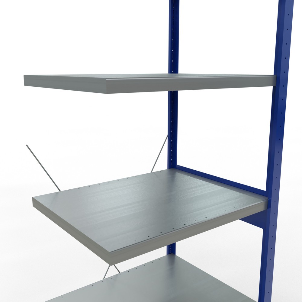 Immagine del prodotto n. 5: Scaffalatura a ripiani SCHULTE, campata aggiuntiva, blu genziana/zincata, portata per piano 250 kg, HxLxP 2.500 x 750 x 600 mm