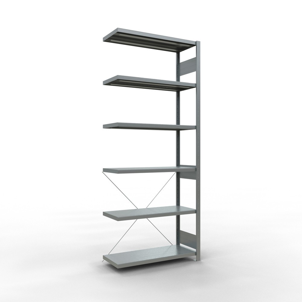 Immagine del prodotto: Scaffalatura a ripiani SCHULTE, montaggio a incastro, campata aggiuntiva, portata per piano 330 kg, zincata, AxLxP 2.500 x 1.000 x 400 mm