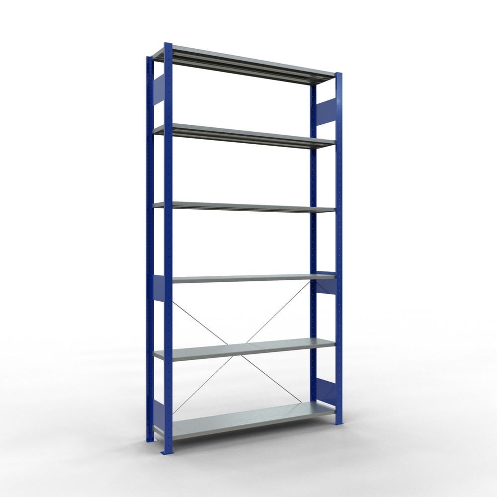 Immagine del prodotto: Scaffalatura a ripiani SCHULTE, blu genziana/zincato, portata per piano di 150 kg, AxLxP 2.500 x 1.360 x 336 mm