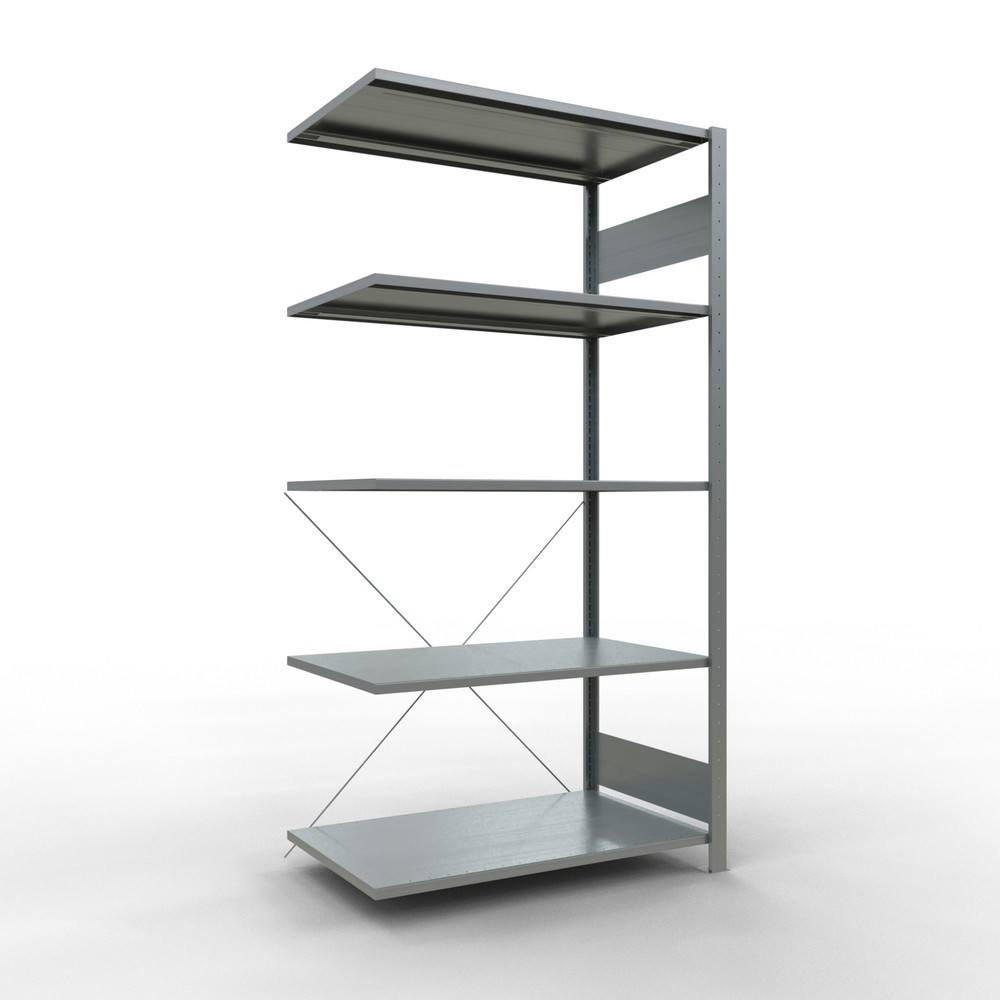 Immagine del prodotto: Scaffalatura a ripiani SCHULTE, sistema a incastro, campata aggiuntiva, portata per piano 150 kg, zincata, AxLxP 2.000 x 1.000 x 600 mm