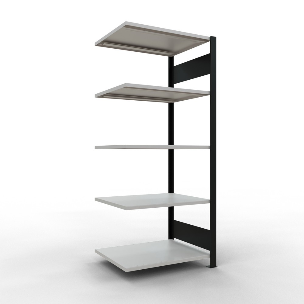 Immagine del prodotto: Scaffalatura per documenti SCHULTE campata aggiuntiva, a doppio fronte, senza spondine centrali, portata per piano 150 kg, nero, HxLxP 1.800 x 750 x 600 mm