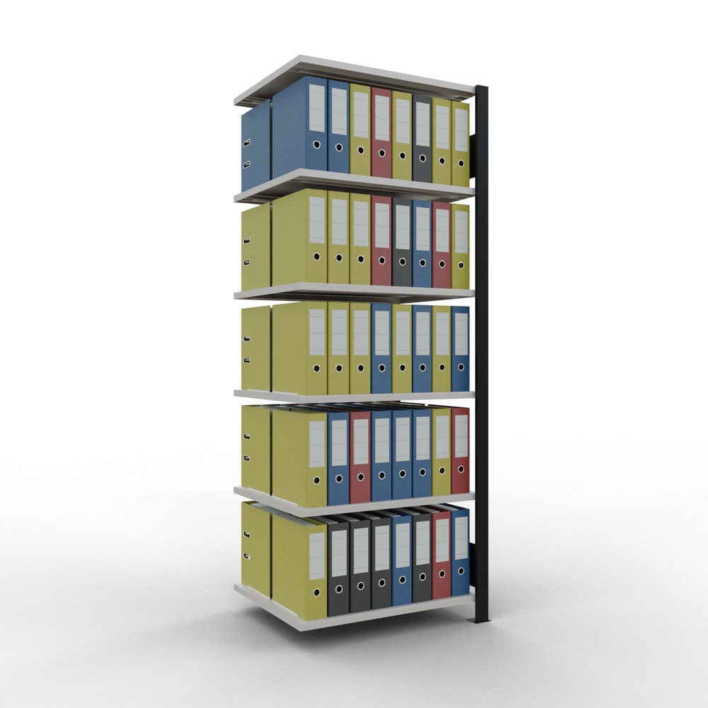 Immagine del prodotto n. 2: Scaffalatura per documenti SCHULTE campata aggiuntiva, a doppio fronte, senza spondine centrali, portata per piano 150 kg, nero, AxLxP 2.000 x 750 x 600 mm