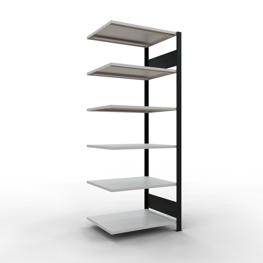 Immagine del prodotto: Scaffalatura per documenti SCHULTE campata aggiuntiva, a doppio fronte, senza spondine centrali, portata per piano 150 kg, nero, AxLxP 2.000 x 750 x 600 mm