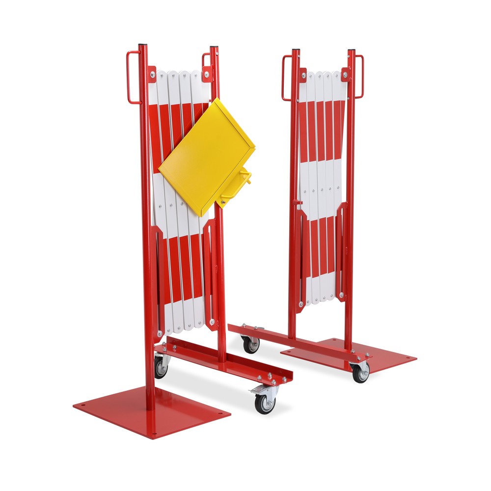 Productafbeelding nr. 5: Schaarhekset dancop, 2 palen op wieltjes, 2 voetplaten, breedte 2 x 2000 mm, rood/wit