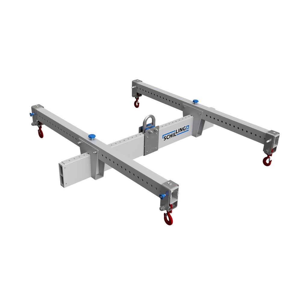 Produktabbildung Nr. 1: SCHILLING Alu-Lasttraverse in H-Bauweise, mit 4 Sicherheitshaken, Hauptträger 2 m, Querträger 2 m, TK 1.500 kg