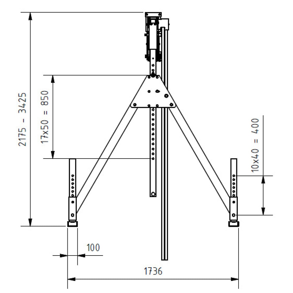 Produktabbildung Nr. 3: SCHILLING Alu-Portalkran mit teilbarem Träger, Einhängepunkt 1.730-2.980 mm, Länge 4.000 mm, TK 500 kg