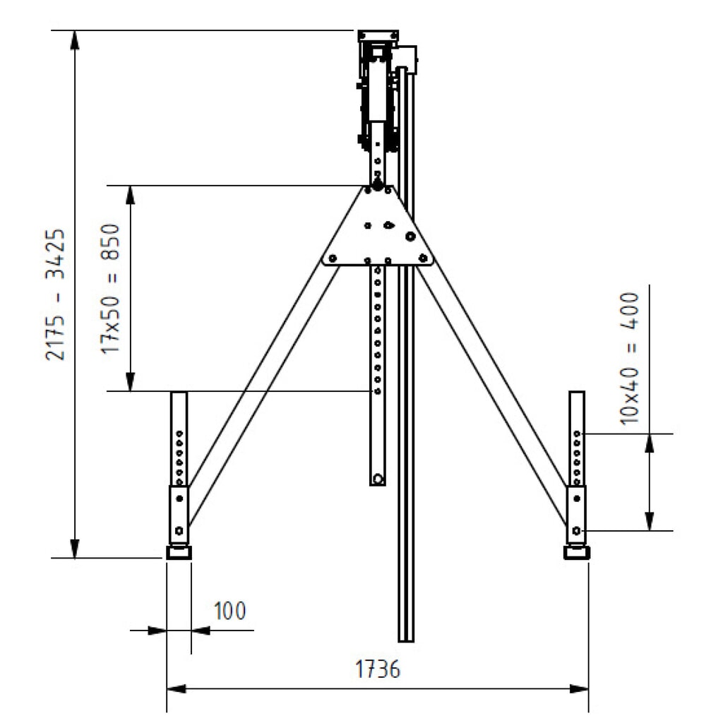 Produktabbildung Nr. 3: SCHILLING Alu-Portalkran mit teilbarem Träger, Einhängepunkt 1.730-2.980 mm, Länge 4.000 mm, TK 500 kg