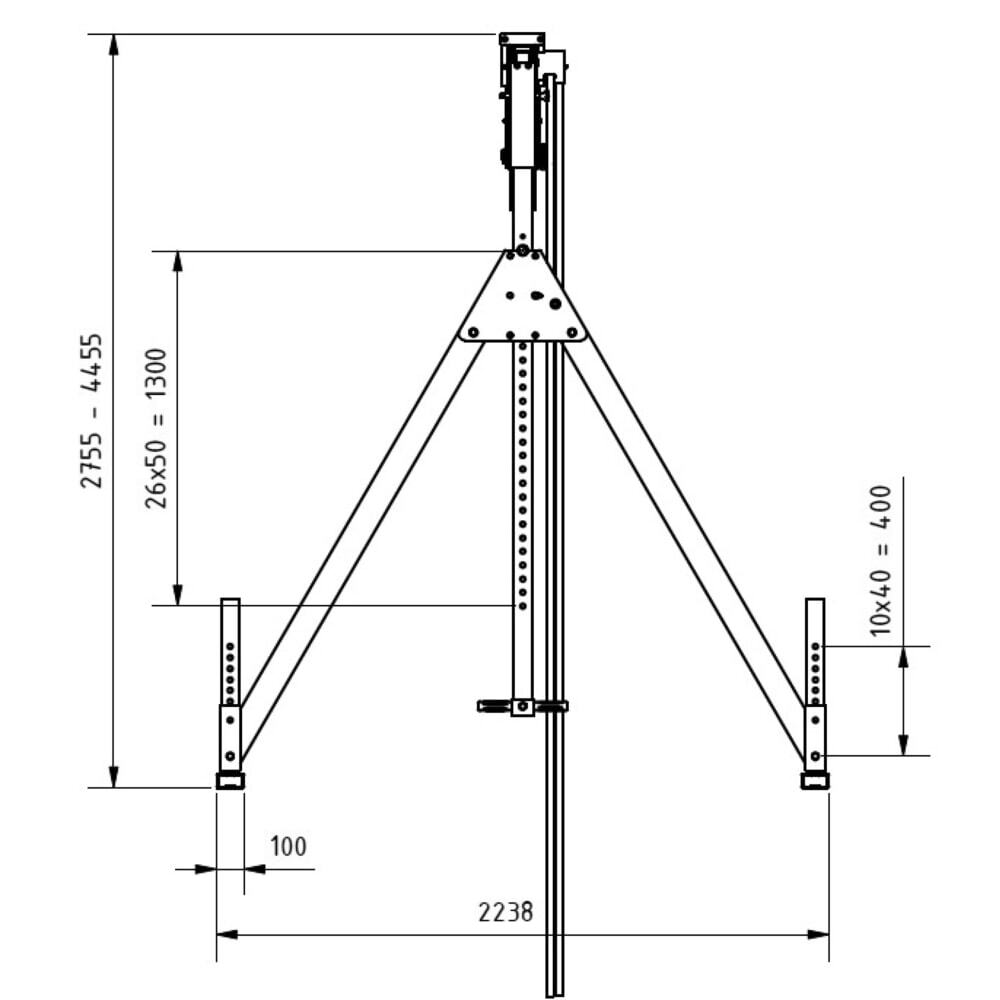 Produktabbildung Nr. 3: SCHILLING Alu-Portalkran mit teilbarem Träger, Einhängepunkt 2.310-4.010 mm, Länge 4.000 mm, TK 500 kg