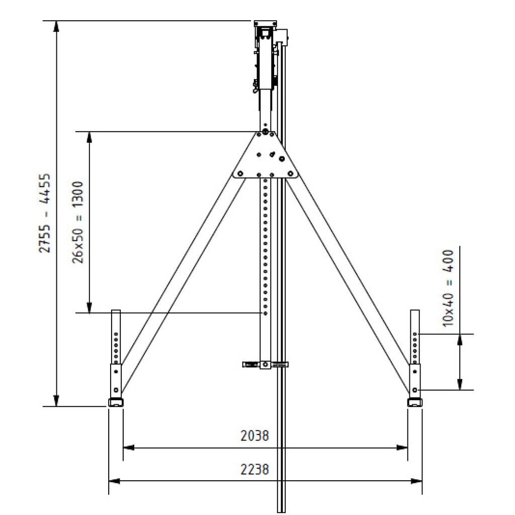 Produktabbildung Nr. 3: SCHILLING Alu-Portalkran mit teilbarem Träger, Einhängepunkt 2.310-4.010 mm, Länge 4.000 mm, TK 1.500 kg