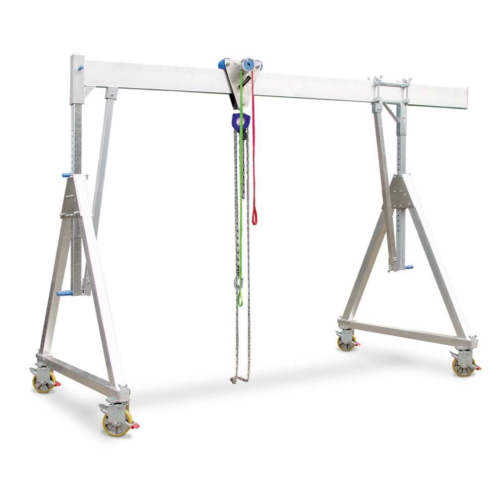 Produktabbildung: SCHILLING Alu-Portalkran mit teilbarem Träger, verfahrbar, Einhängepunkt 1.699-2.099 mm, Länge 4.000 mm, TK 500 kg