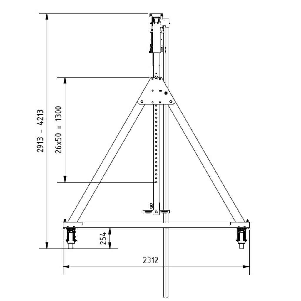 SCHILLING Alu-Portalkran mit teilbarem Träger, verfahrbar, Einhängepunkt 2.468-3.768 mm, Länge 4.000 mm, TK 500 kg Produktabbildung Nr. 2: SCHILLING Alu-Portalkran mit teilbarem Träger, verfahrbar, Einhängepunkt 2.468-3.768 mm, Länge 4.000 mm, TK 500 kg