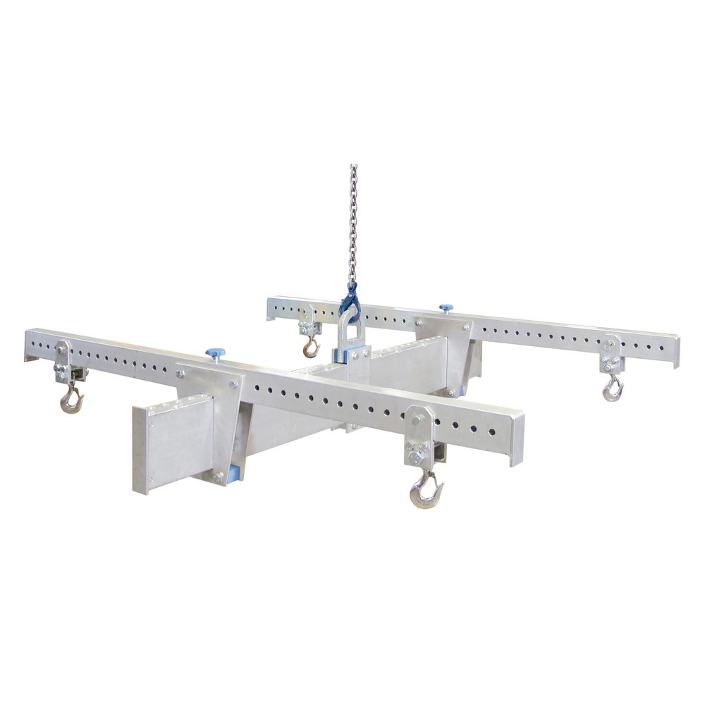 Product afbeelding: SCHILLING aluminium lasttraverse in H-vorm, met 4 veiligheidshaken, hoofdbalk 2 m, dwarsbalk 2 m, draagvermogen 1.000 kg