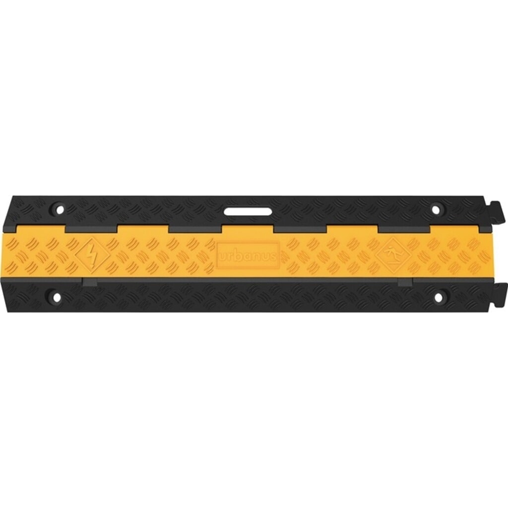 Schlauch- und Kabelbrücke, Gummi schwarz/gelb, L980xB240xH45mm, 2 Kanäle Produktabbildung: Schlauch- und Kabelbrücke, Gummi schwarz/gelb, L980xB240xH45mm, 2 Kanäle