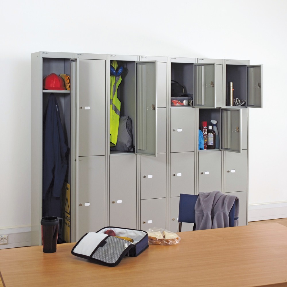 Produktabbildung: BISLEY Schließfachschrank, 4 Fächer, Tiefe 457 mm, oxfordblau