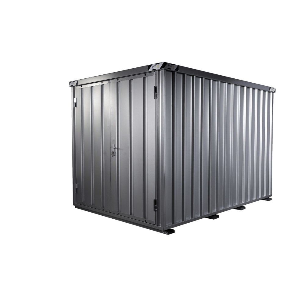 Produktabbildung: Schnellbaucontainer, HxBxT 2.100 x 2.100 x 3.100 mm, Tür stirnseitig, 2-flügelig