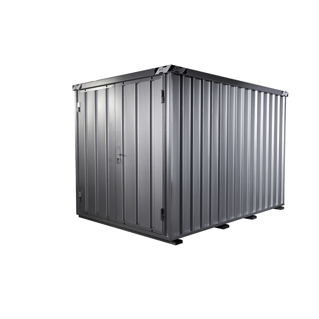 Produktabbildung: BOS® Schnellbaucontainer, HxBxT 2.100 x 2.100 x 3.100 mm, Tür stirnseitig, 2-flügelig