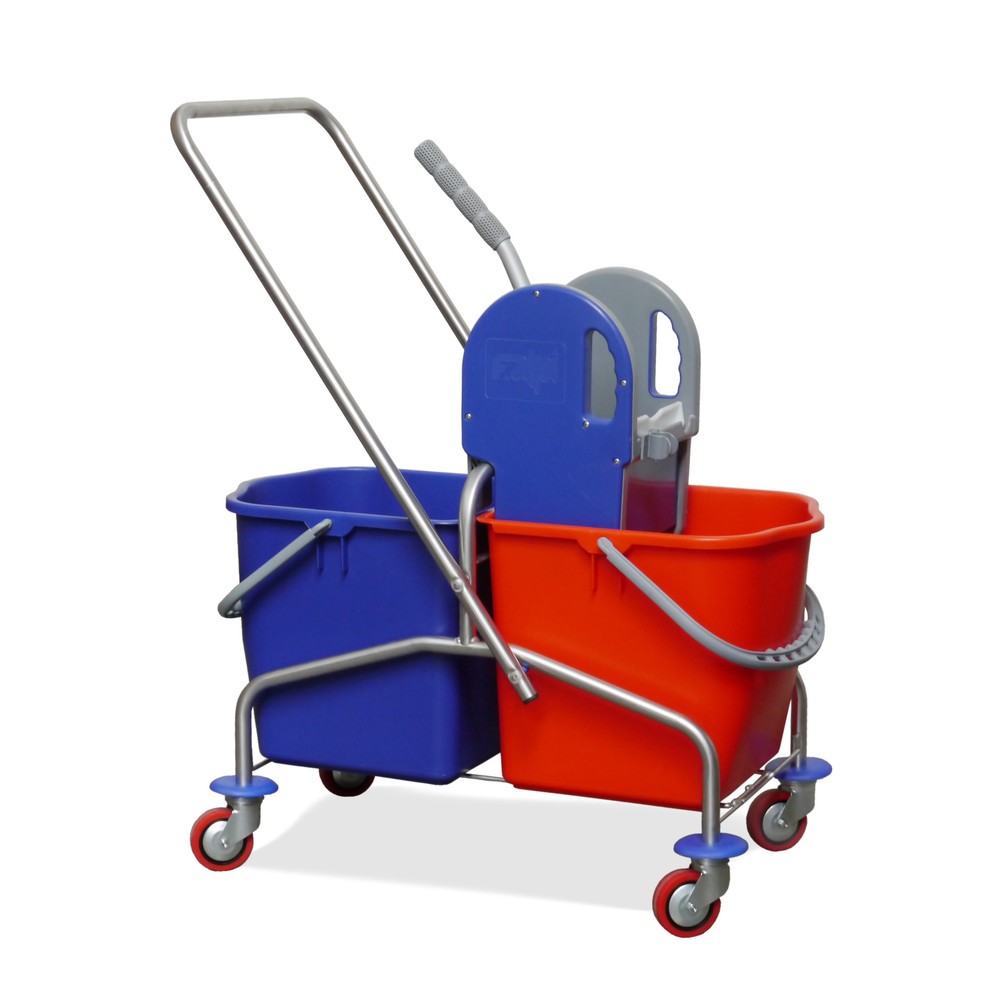 Product afbeelding: Schoonmaakwagen met twee emmers Roestvrij staal II, 2 x 25 liter, moppers