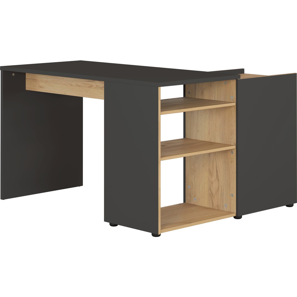 Produktabbildung Nr. 9: Winkelschreibtisch AUSTIN, 1.290 x 1.070 mm, Graphit/Navarra-Eiche-Nb.