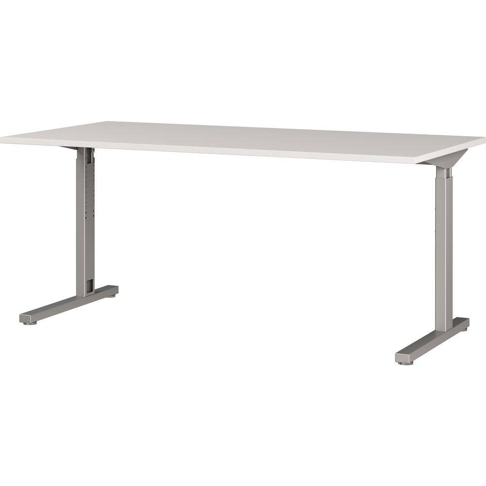 Produktabbildung: Schreibtisch PROFI, 1.600 x 800 mm, mech. höhenverstellbar, Lichtgrau/Silber