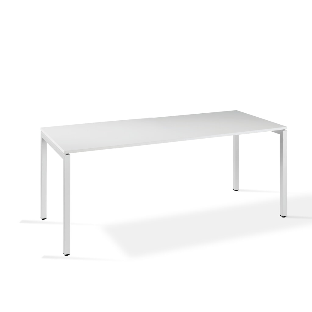 Produktabbildung: HEMMDAL Büro-Schreibtisch Simplify, 4-Fuß Gestell, BxT 1.600 x 800 mm, weiß