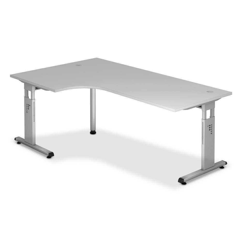 Produktabbildung: Schreibtisch Solid, Winkelform 90 °, C-Fuß-Gestell, BxT 2.000 x 1.200 mm, grau