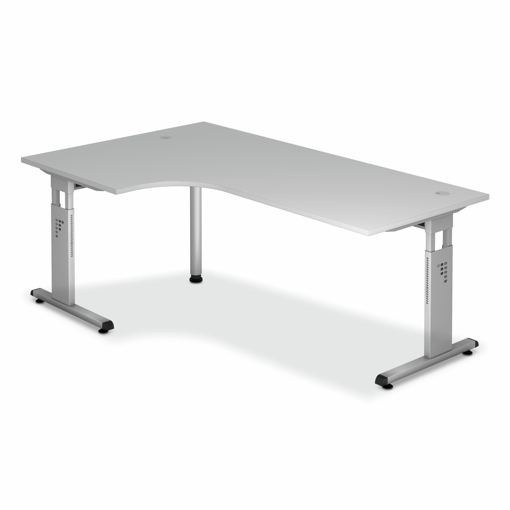 Schreibtisch Solid, Winkelform 90 °, C-Fuß-Gestell, BxT 2.000 x 1.200 mm, grau Produktabbildung: Schreibtisch Solid, Winkelform 90 °, C-Fuß-Gestell, BxT 2.000 x 1.200 mm, grau