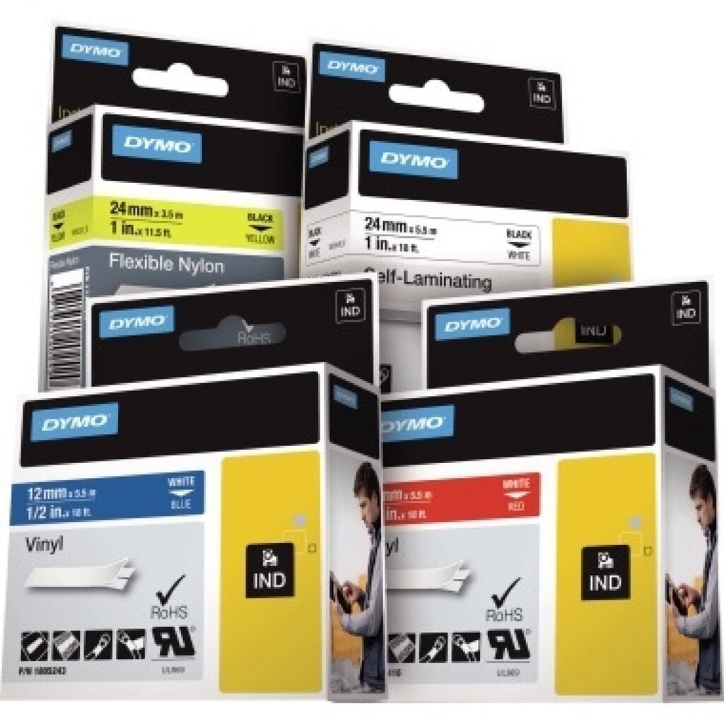 DYMO Schriftbandkassette Rhino ID1 18482 9mmx5,5m sw auf ws Produktabbildung: DYMO Schriftbandkassette Rhino ID1 18482 9mmx5,5m sw auf ws