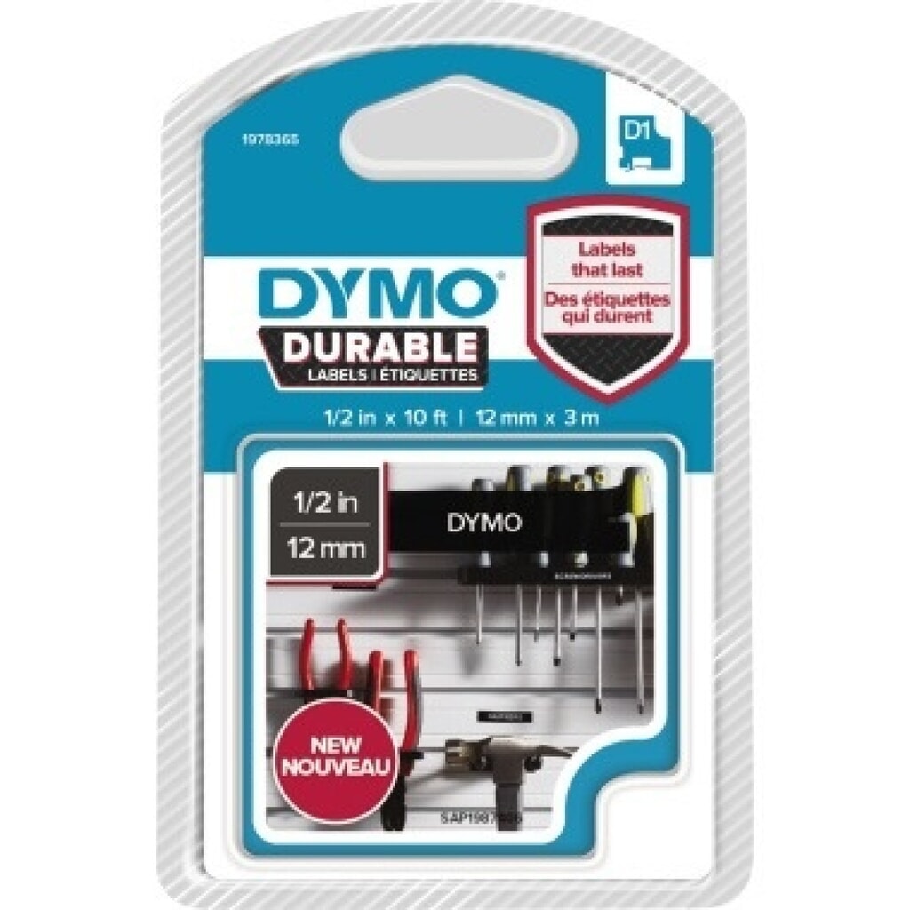 Produktabbildung: DYMO Schriftbandkassette D1 1978365 12mmx3m ws auf sw