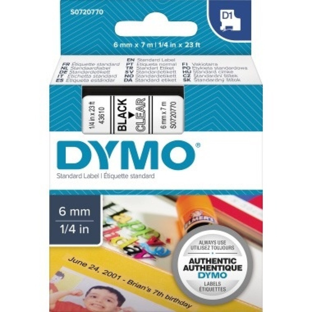 Produktabbildung Nr. 1: DYMO Schriftbandkassette D1 S0720770 6mmx7m sw auf tr