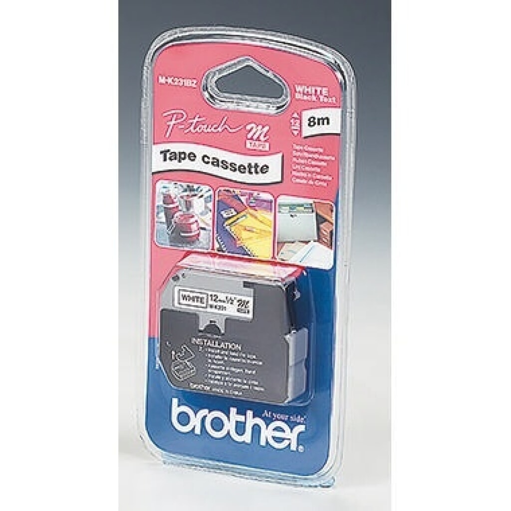P-touch Schriftbandkassette MK231BZ 12mmx8m unlaminiert sw auf ws Produktabbildung: P-touch Schriftbandkassette MK231BZ 12mmx8m unlaminiert sw auf ws