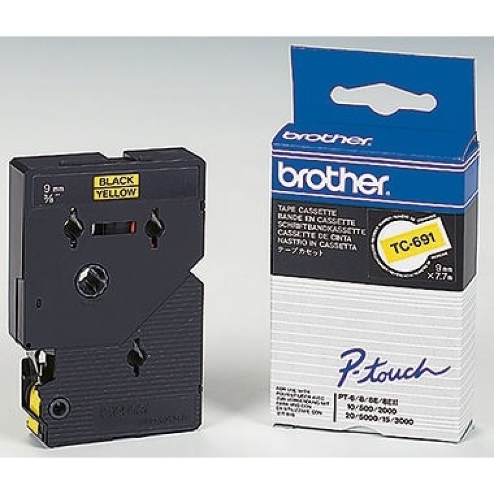 Produktabbildung: P-touch Schriftbandkassette TC691 9mmx7,7m laminiert sw auf ge