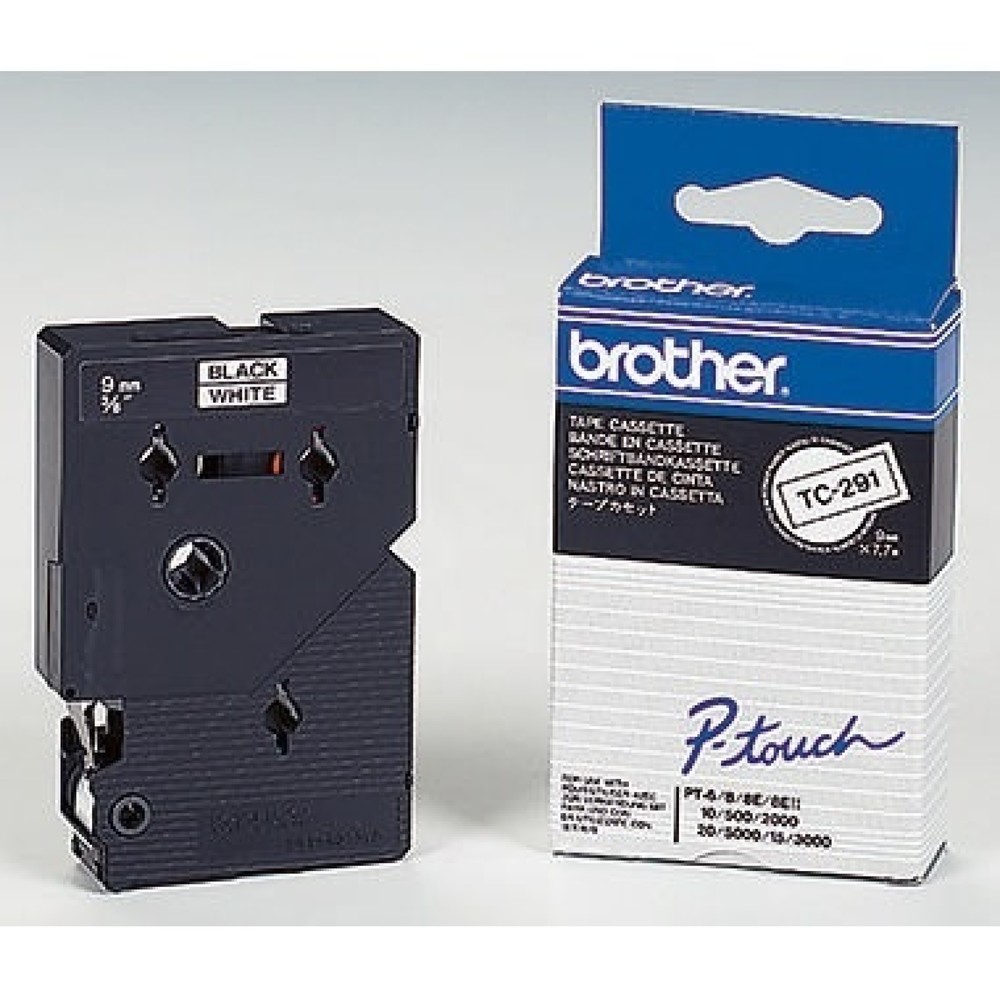 Produktabbildung: P-touch Schriftbandkassette TC291 9mmx7,7m laminiert sw auf ws