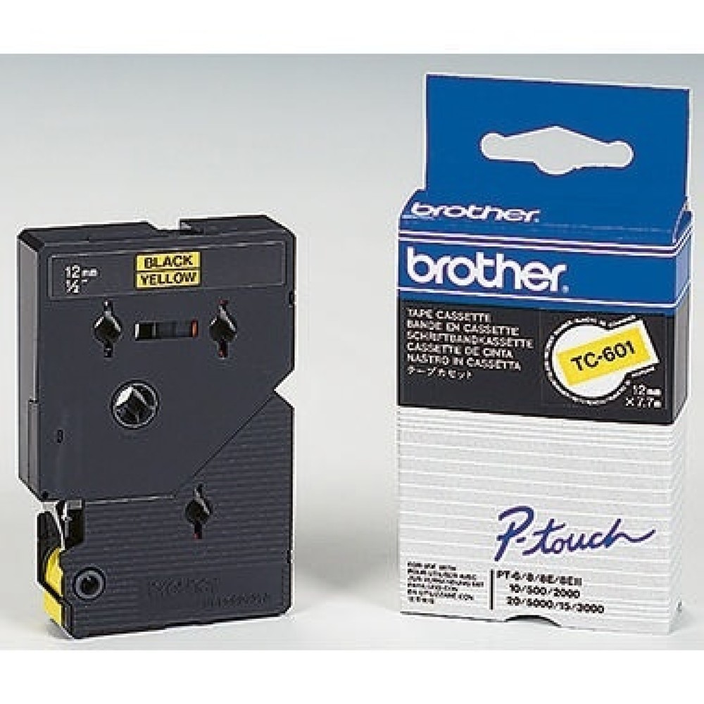 Produktabbildung: P-touch Schriftbandkassette TC601 12mmx7,7m laminiert sw auf ge
