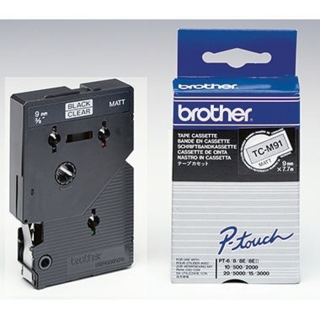 Produktabbildung: P-touch Schriftbandkassette TCM91 9mmx7,7m laminiert sw auf fl