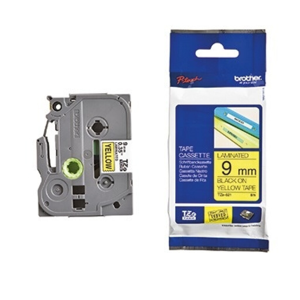 P-touch Schriftbandkassette TZE621 9mmx8m laminiert sw auf ge Produktabbildung: P-touch Schriftbandkassette TZE621 9mmx8m laminiert sw auf ge