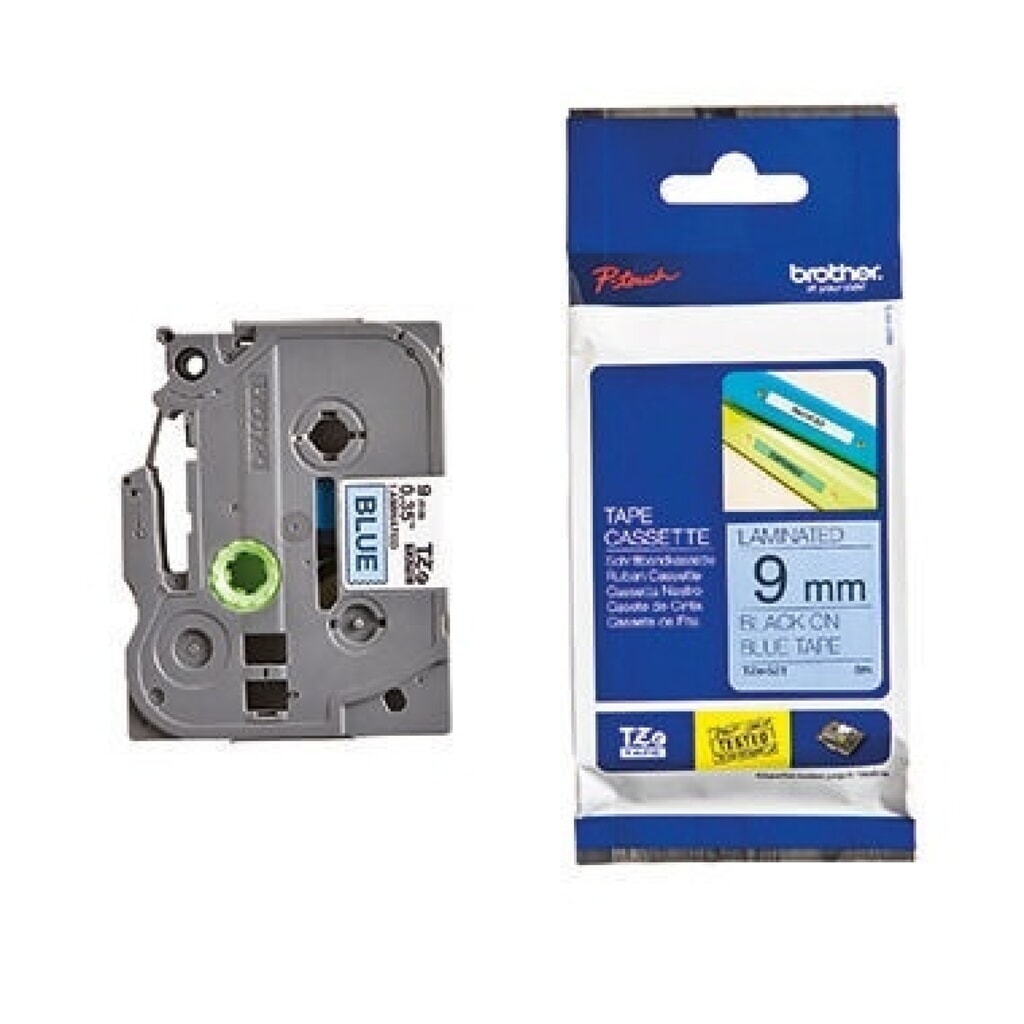 P-touch Schriftbandkassette TZE521 9mmx8m laminiert sw auf bl Produktabbildung: P-touch Schriftbandkassette TZE521 9mmx8m laminiert sw auf bl