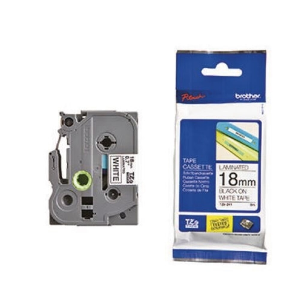 P-touch Schriftbandkassette TZE241 18mmx8m laminiert sw auf ws Produktabbildung: P-touch Schriftbandkassette TZE241 18mmx8m laminiert sw auf ws
