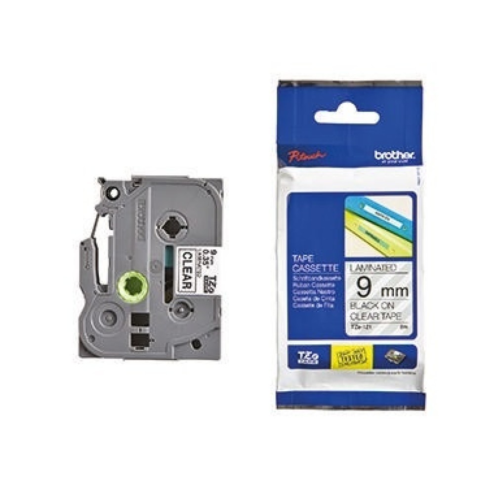 Produktabbildung: P-touch Schriftbandkassette TZE121 9mmx8m laminiert sw auf fl