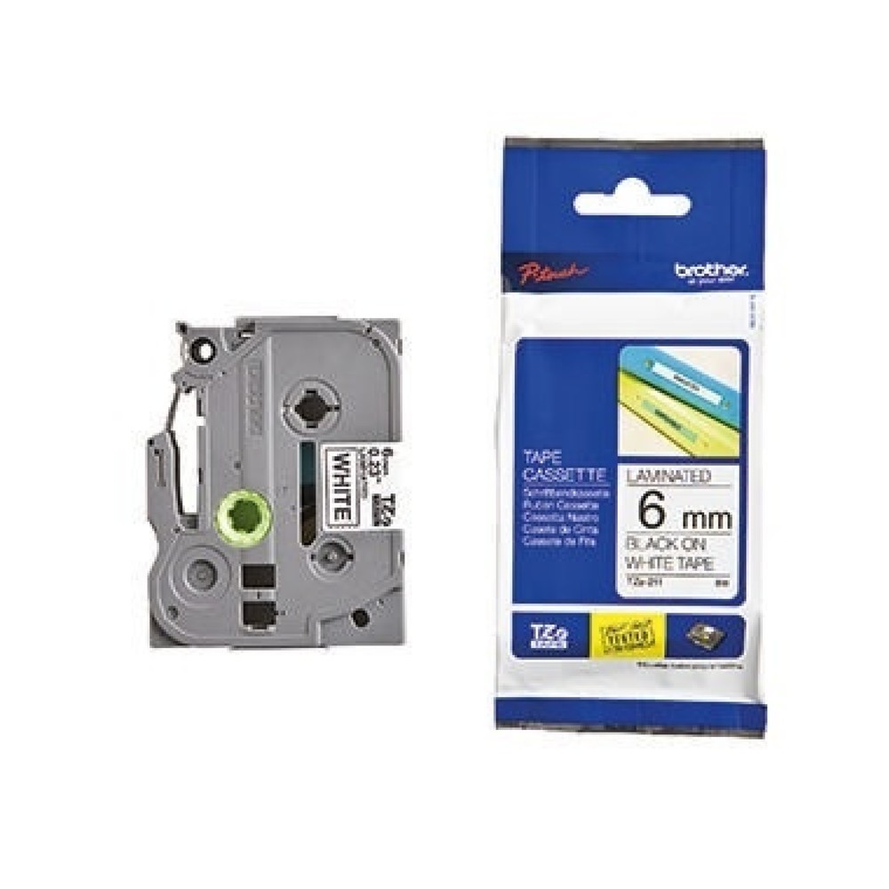 Produktabbildung: P-touch Schriftbandkassette TZE211 6mmx8m laminiert sw auf ws