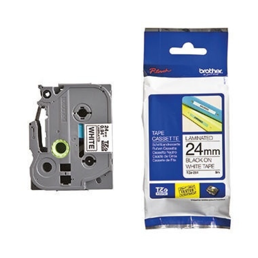 P-touch Schriftbandkassette TZE251 24mmx8m laminiert sw auf ws Produktabbildung: P-touch Schriftbandkassette TZE251 24mmx8m laminiert sw auf ws