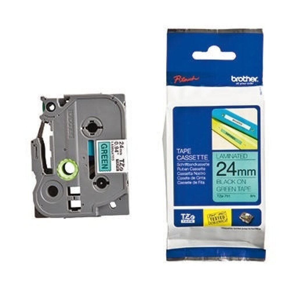 P-touch Schriftbandkassette TZE751 24mmx8m laminiert sw auf gn Produktabbildung: P-touch Schriftbandkassette TZE751 24mmx8m laminiert sw auf gn