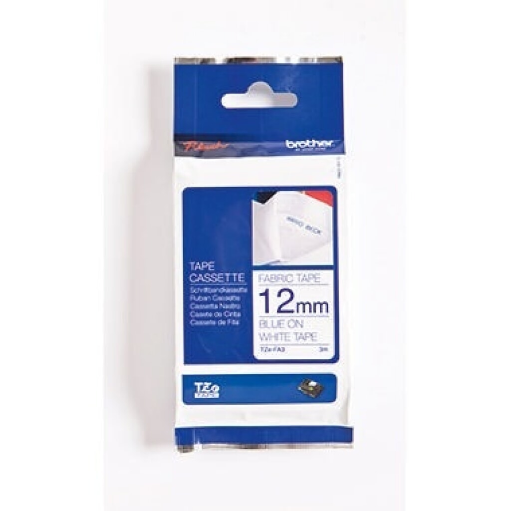 P-touch Schriftbandkassette TZEFA3 12mmx3m unlaminiert bl auf ws Produktabbildung: P-touch Schriftbandkassette TZEFA3 12mmx3m unlaminiert bl auf ws